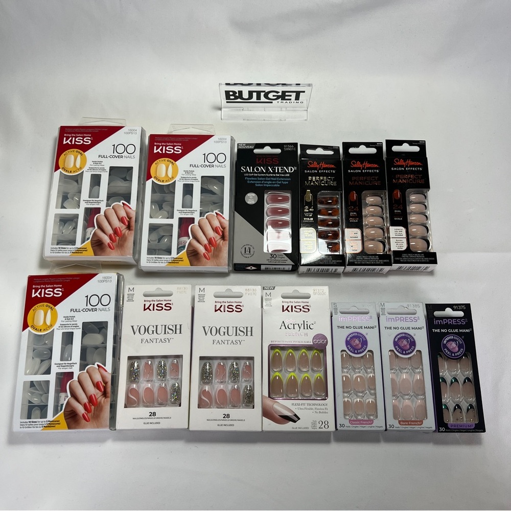 Mixed Lot of 13 Packs Kiss Nails & Sally Hansen Press on Nails *PLEASE READ